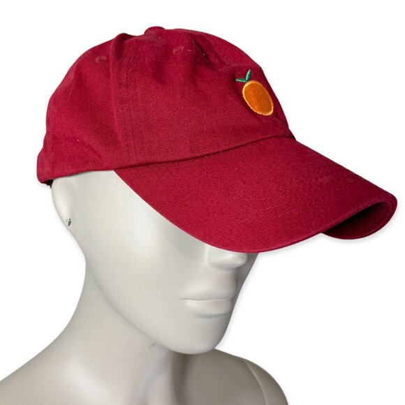 Red Embroidered Baseball Cap with Orange Adjustable Dad Hat Unisex Cotton - Picture 1 of 3